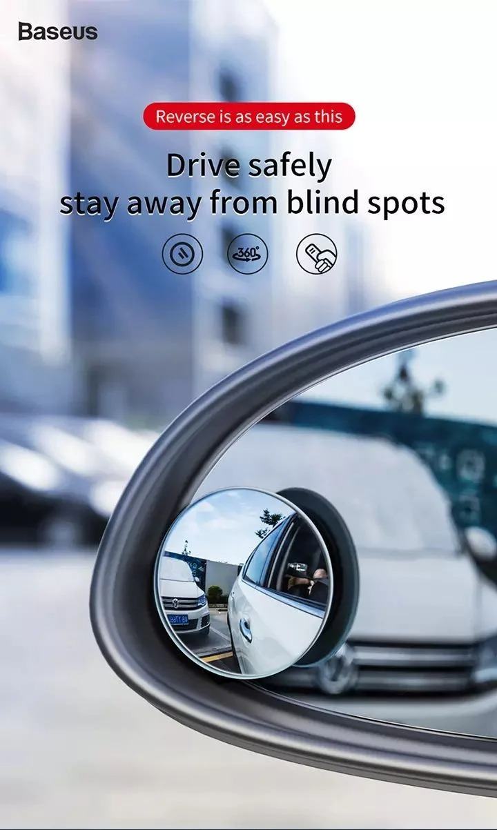 Gương cầu lồi mở rộng góc nhìn, chống điểm mù Baseus LV466 Full View Blind Spot Rearview Mirrors (Bộ 2 cái)