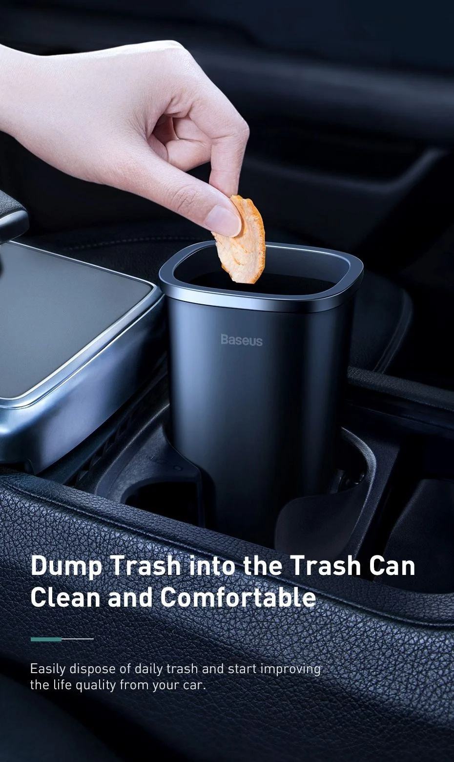 Bình đựng rác mini Baseus Dust-free Vehicle Mounted Trash Can đùng trên ô tô hoặc bàn làm việc (Waste Rubbish Basket/ Dustbin With 3 roll/90)