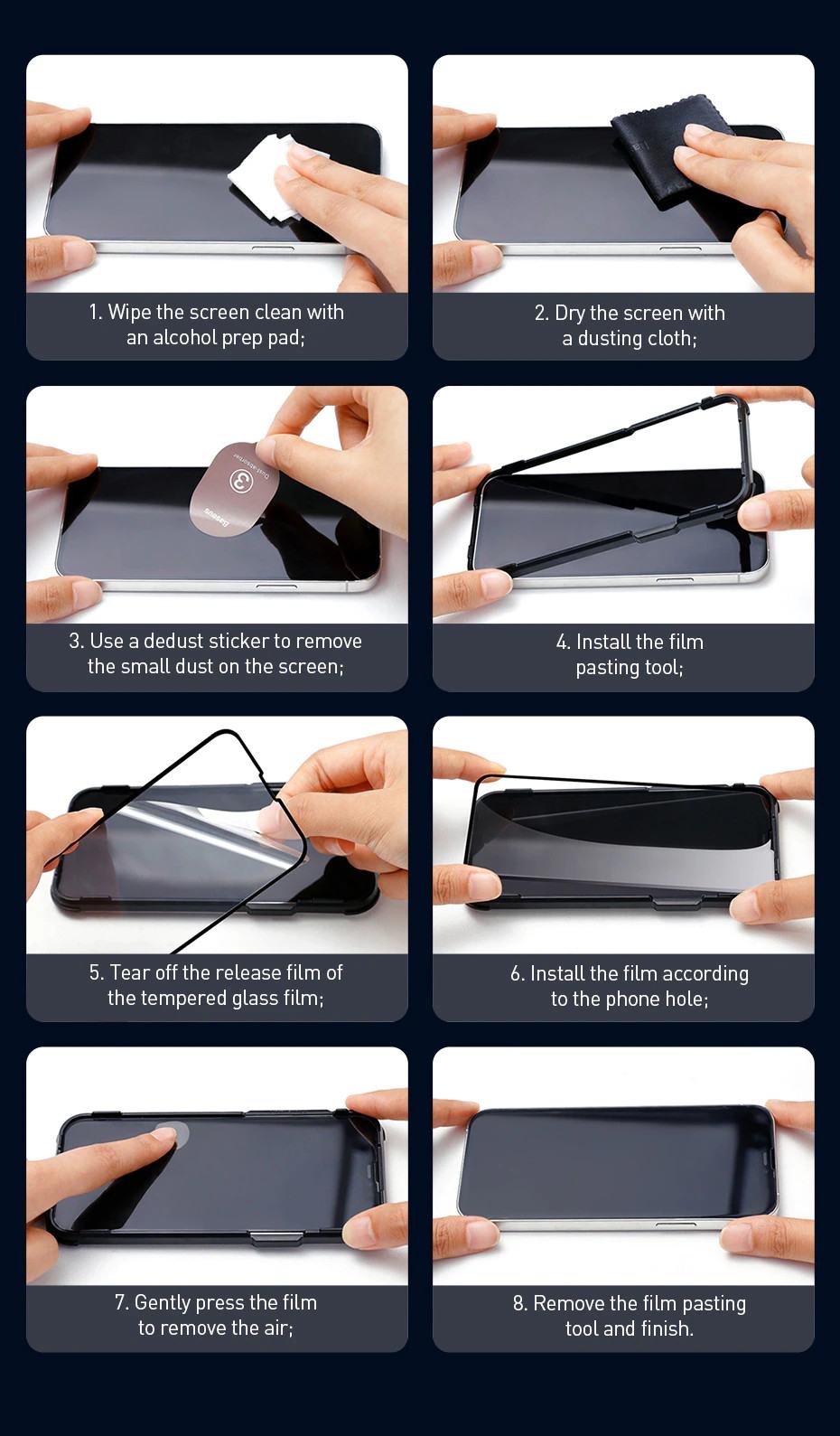 Kính cường lực chống nhìn trộm Baseus Full-screen and Full-glass Tempered Glass Film cho iPhone12/12Pro/12ProMax