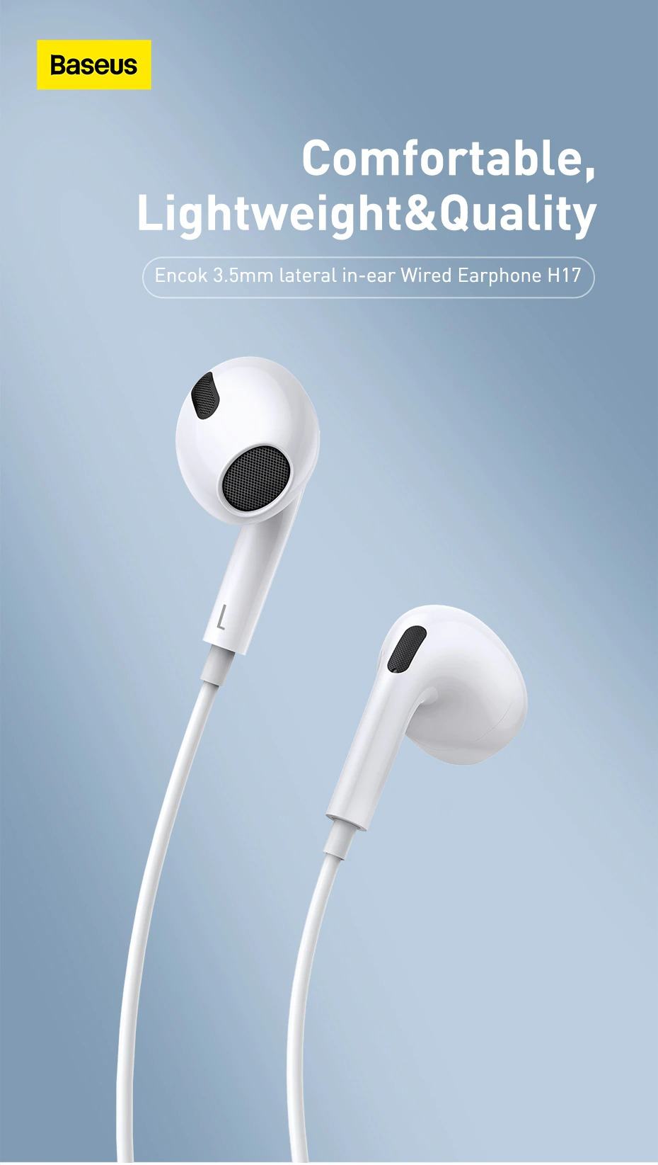 baseus earphones 3 5 mm in ear 1 1 m wired description 0