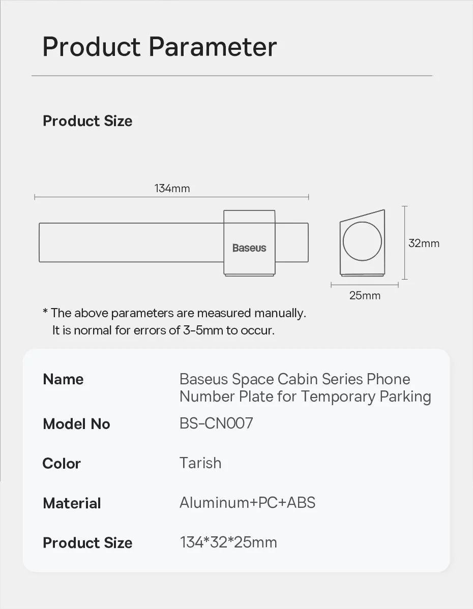 Bảng Số Điện Thoại Dùng Trên Xe Hơi Baseus Parking Number Plate Tint (Dual-number)