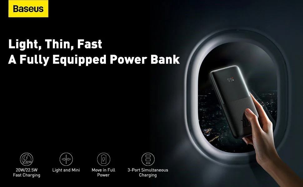 Pin Dự Phòng Baseus Sạc Nhanh Thế Hệ Mới Bipow Pro Digital Display Fast Charge Power Bank 10000mAh 22.5W/ 20W